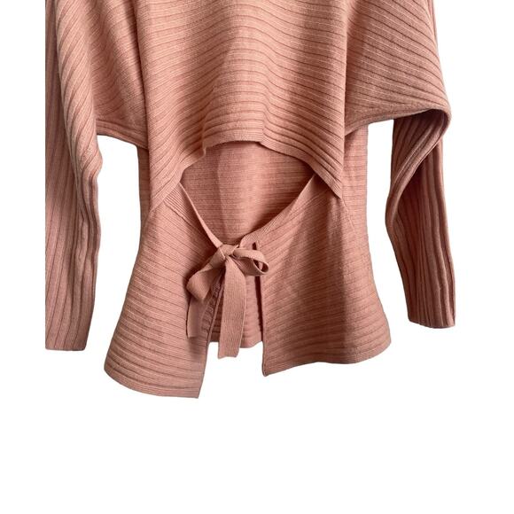 Vince Women‎ Sweater S Peach Wool Cashmere Tie Back Cottage Fairy Cozy Feminine - Picture 6 of 13